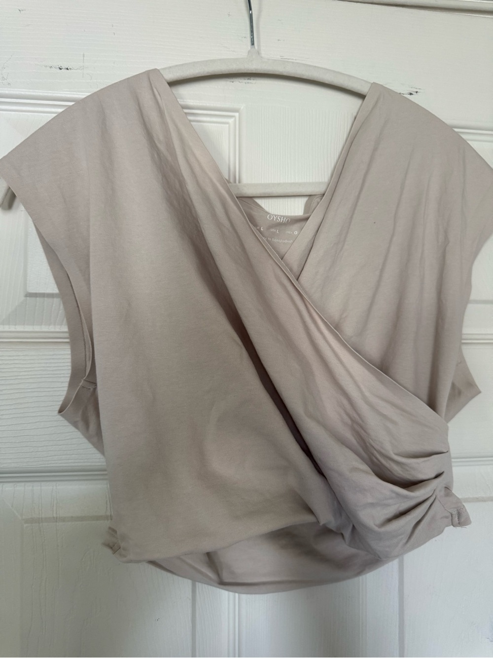OYSHO Taupe Draped Crop Top
